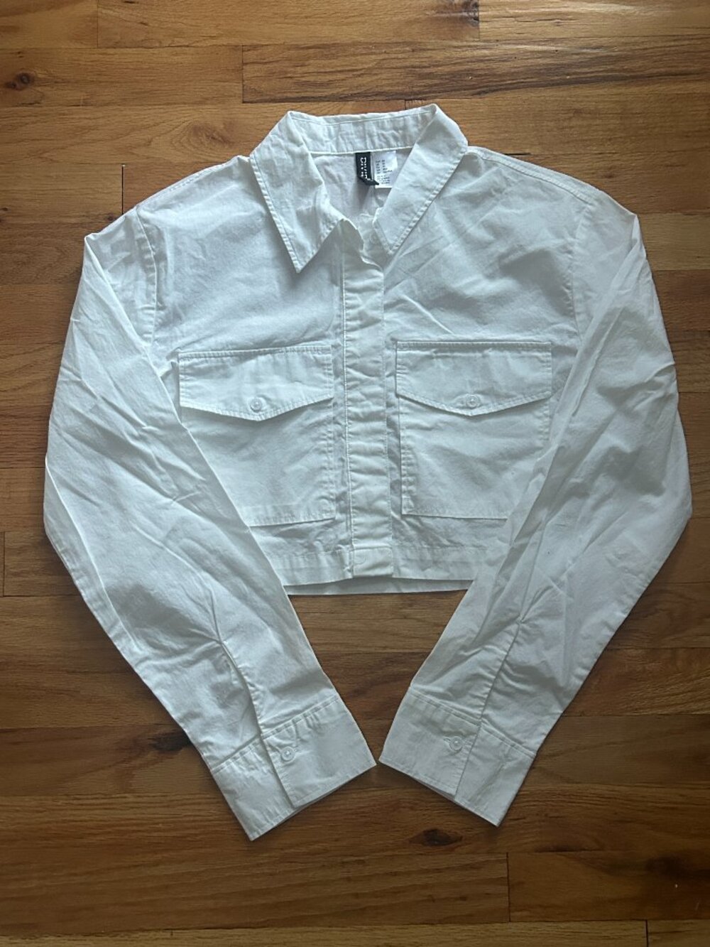 H&M Divided White Button-Up Women's Extra Small Cropped Office Work Professional